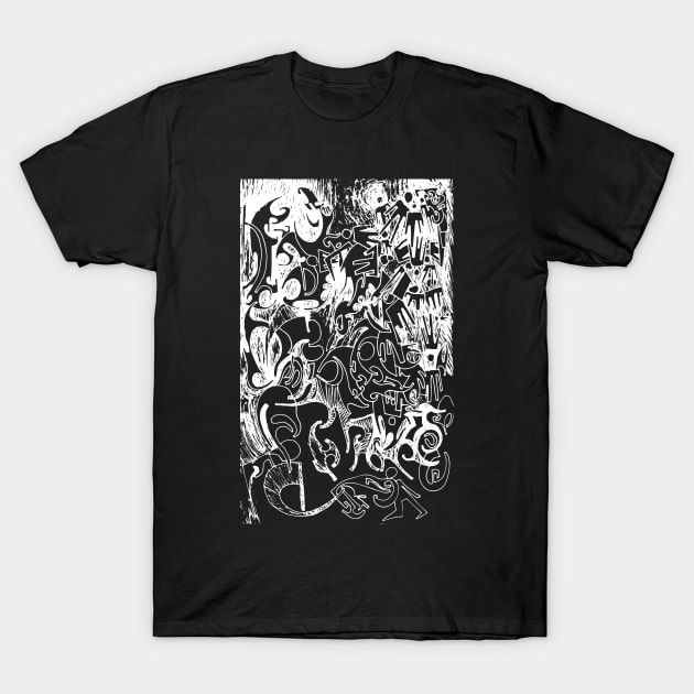 Abstract Ink Drawing #9 Black T-Shirt by MrBenny